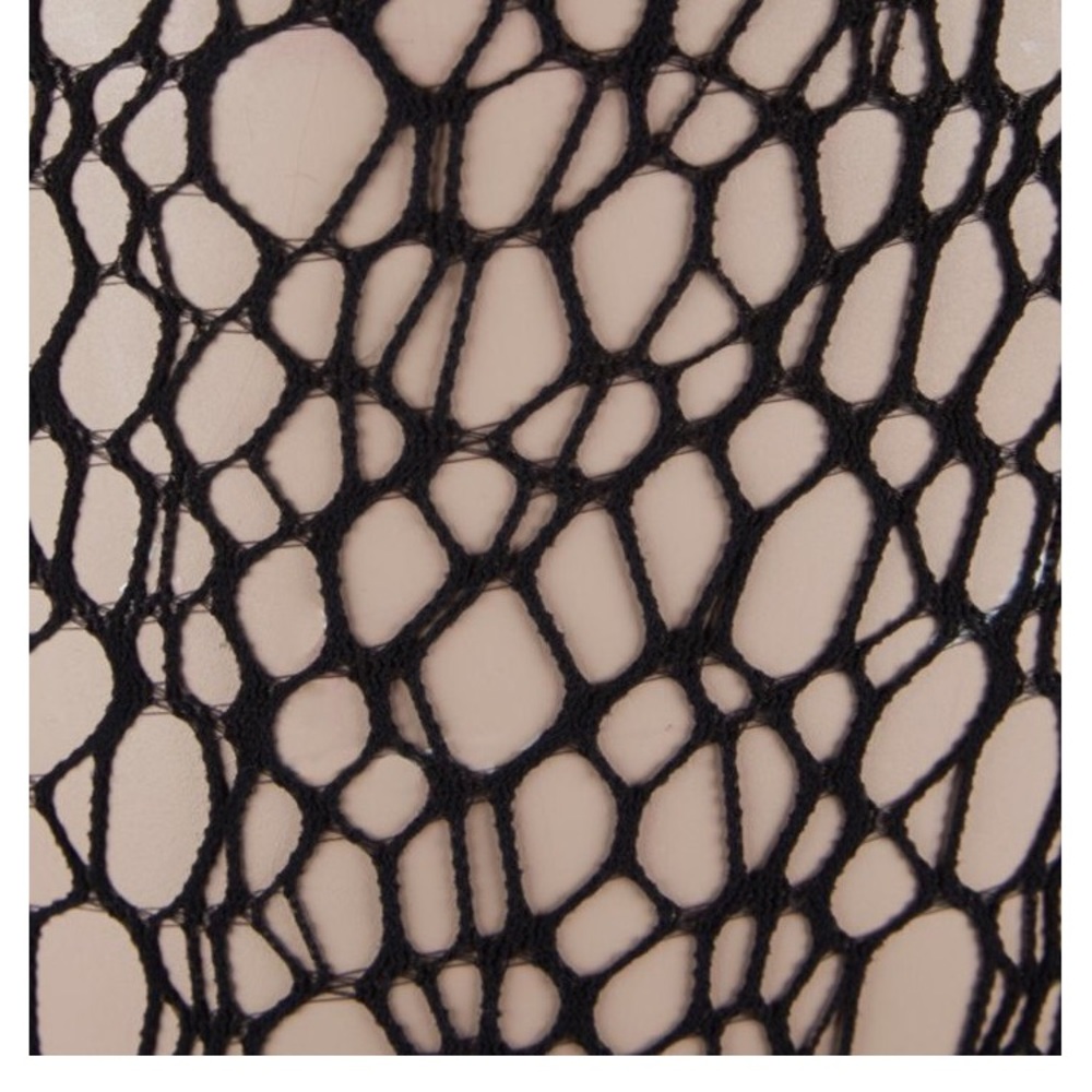 Wolford Tights M Black Asymmetric Pattern Seamless Panty Designer Pantyhose - Picture 6 of 8